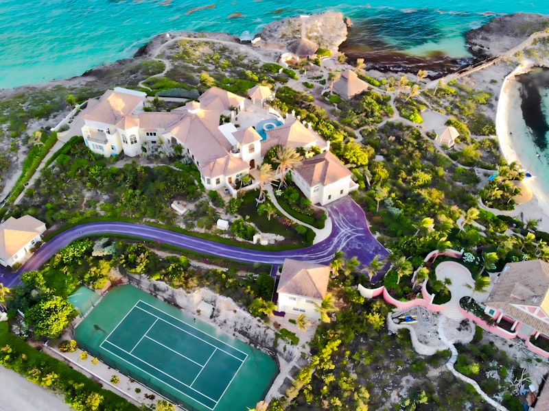 Villas on the Providenciales coast from the air